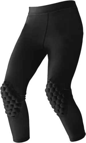 Topeter Youth Basketball Compression Pants with Knee Pads and Butt Pad, Kids 3/4 Capri Padded Sport Legging Tights