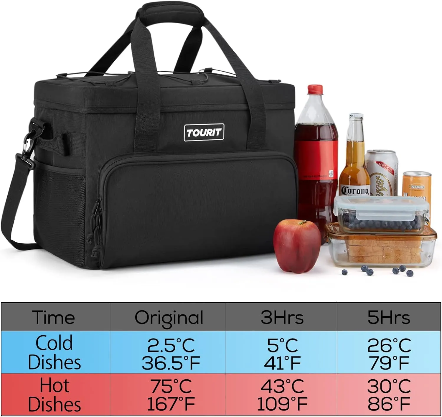 TOURIT Cooler Bag 24/35/46-Can Insulated Soft Cooler Portable Cooler Bag 14.6/24/32L Large Lunch Cooler for Picnic, Beach, Work, Trip