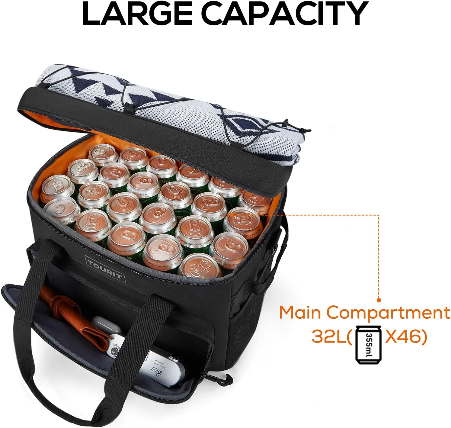 TOURIT Cooler Bag 24/35/46-Can Insulated Soft Cooler Portable Cooler Bag 14.6/24/32L Large Lunch Cooler for Picnic, Beach, Work, Trip