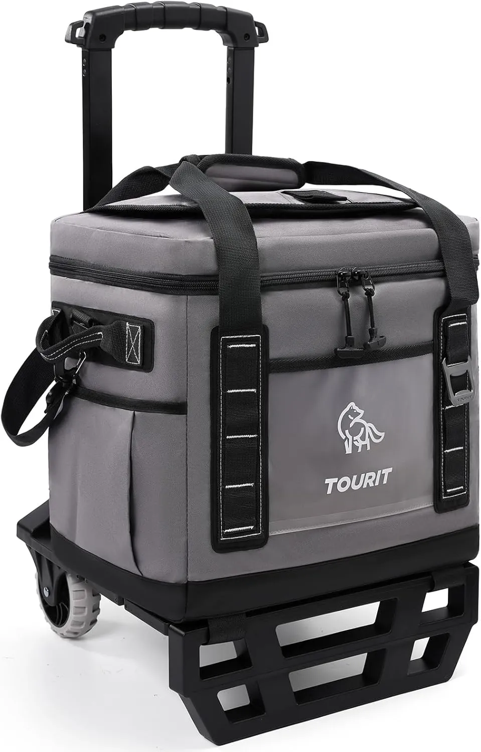 TOURIT Portable 50-Can Collapsible Rolling Soft Cooler with 29L Space & Reinforced All-Terrain Cart with Wheels Easy Transportation, Large Leakproof Travel Beach Ice Chest for Grocery Shopping