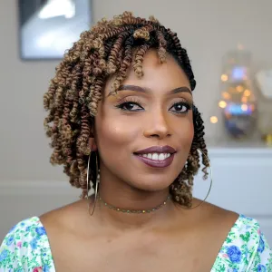 Toyotress Bob Spring Twist Hair - 8 Inch 7 Packs Ombre Brown Blonde Pre-twisted Crochet Hair Spring Twists Crochet Braids, Synthetic Braiding Hair Extensions (8 Inch, OT30/27-7P)