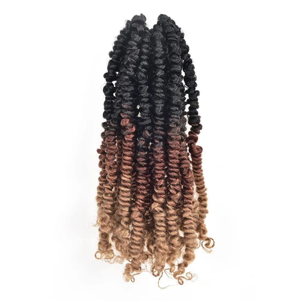 Toyotress Bob Spring Twist Hair - 8 Inch 7 Packs Ombre Brown Blonde Pre-twisted Crochet Hair Spring Twists Crochet Braids, Synthetic Braiding Hair Extensions (8 Inch, OT30/27-7P)