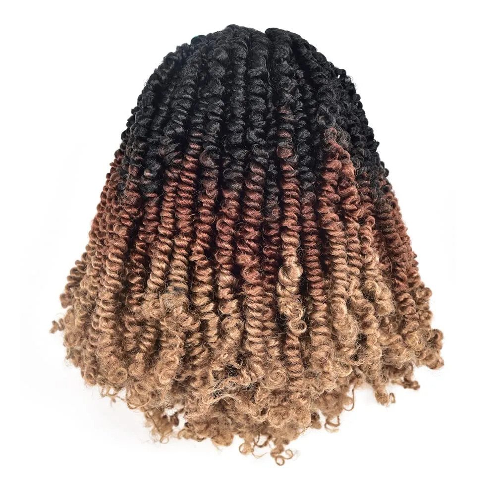 Toyotress Bob Spring Twist Hair - 8 Inch 7 Packs Ombre Brown Blonde Pre-twisted Crochet Hair Spring Twists Crochet Braids, Synthetic Braiding Hair Extensions (8 Inch, OT30/27-7P)