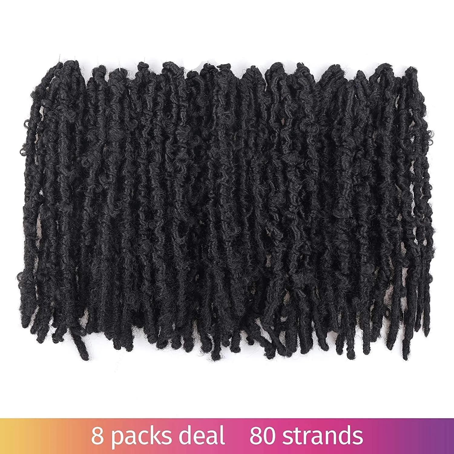 TOYOTRESS Butterfly Locs Crochet Hair - 12 inch 8 Pcs Pre-twisted Distressed Crochet Braids Pre-looped Synthetic Braiding Hair Extensions (12 Inch,1)