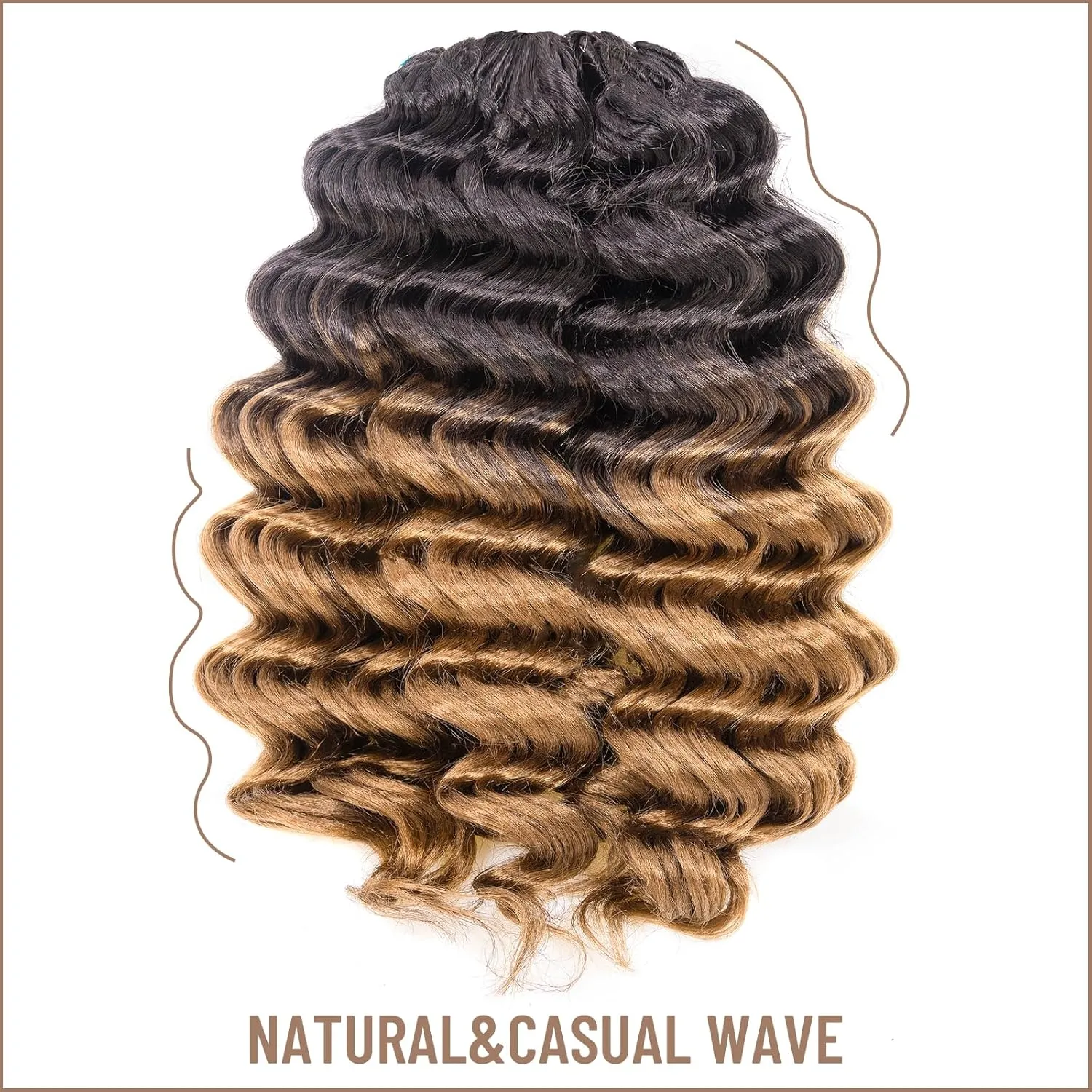 Toyotress Ocean Wave Crochet Hair - 9 Inch 8 Packs Ombre Blonde Ocean Wave Braiding Hair, Beach Curl Deep Twist Water Wave Short Curly Synthetic Hair Extensions (9 Inch, OT27-8P)
