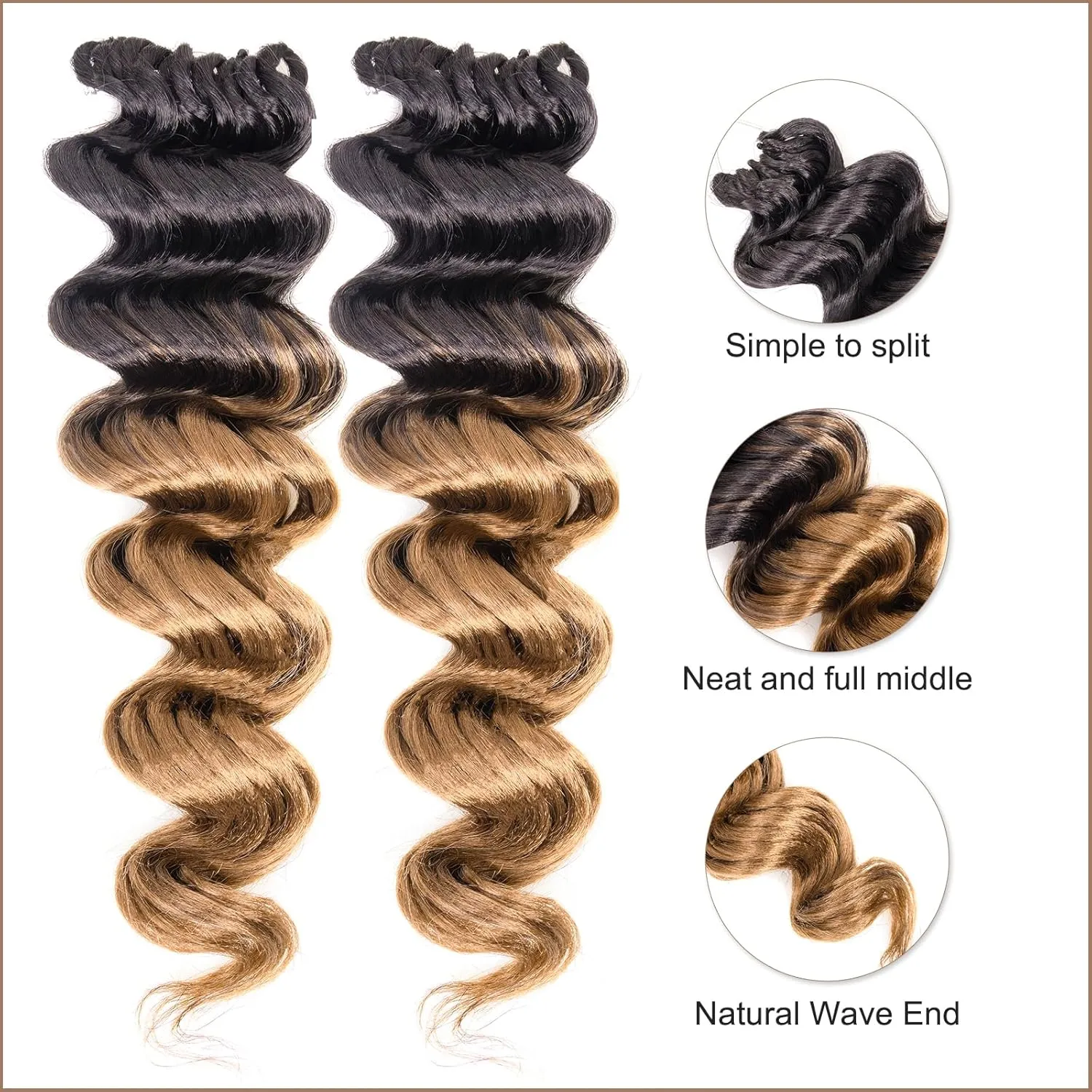 Toyotress Ocean Wave Crochet Hair - 9 Inch 8 Packs Ombre Blonde Ocean Wave Braiding Hair, Beach Curl Deep Twist Water Wave Short Curly Synthetic Hair Extensions (9 Inch, OT27-8P)
