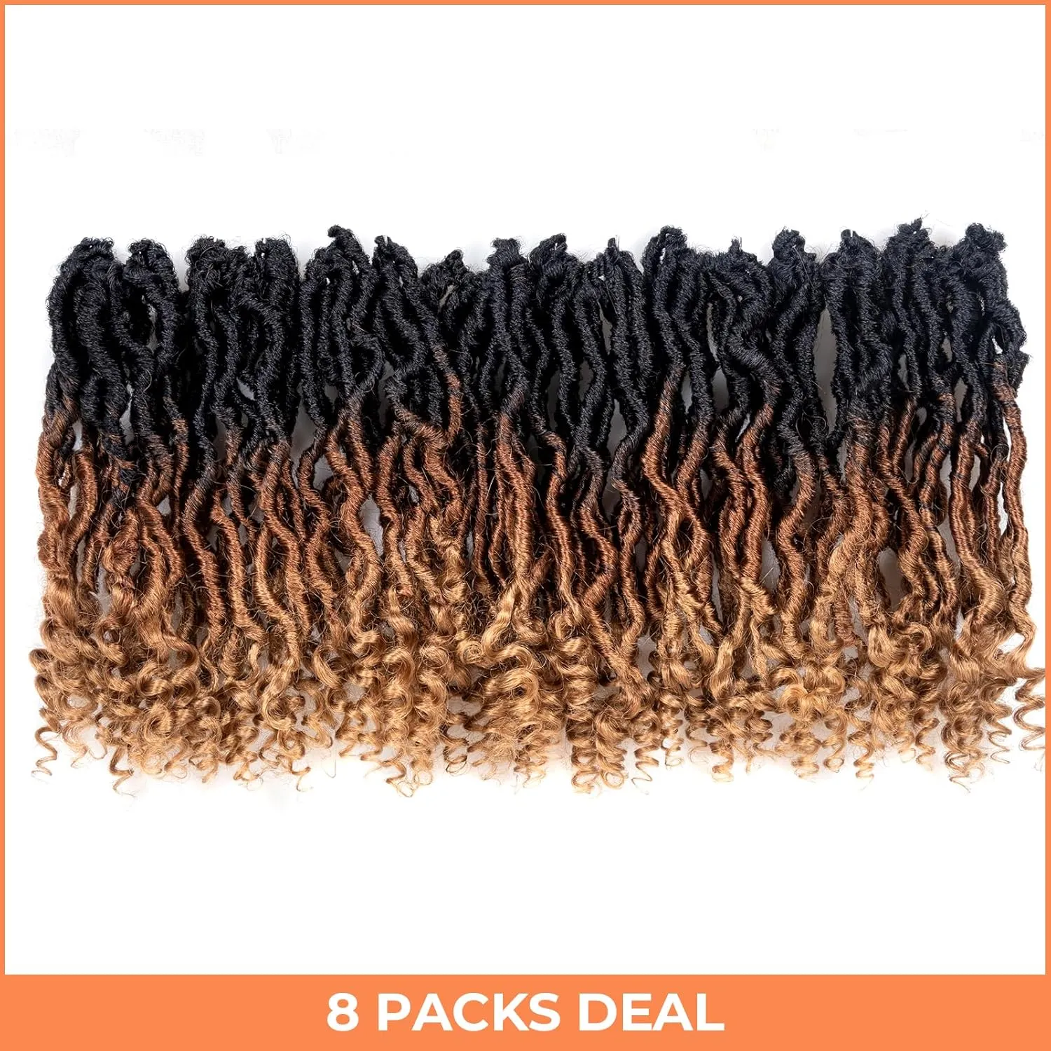 Toyotress Passion Locs Crochet Hair - 10 Inch 8 Packs Ombre Brown Blonde Faux Locs Crochet Hair Curly Ends, Short Bob Curly Locs Pre-Looped Synthetic Braiding Hair Extensions (10 Inch, OT30/27)