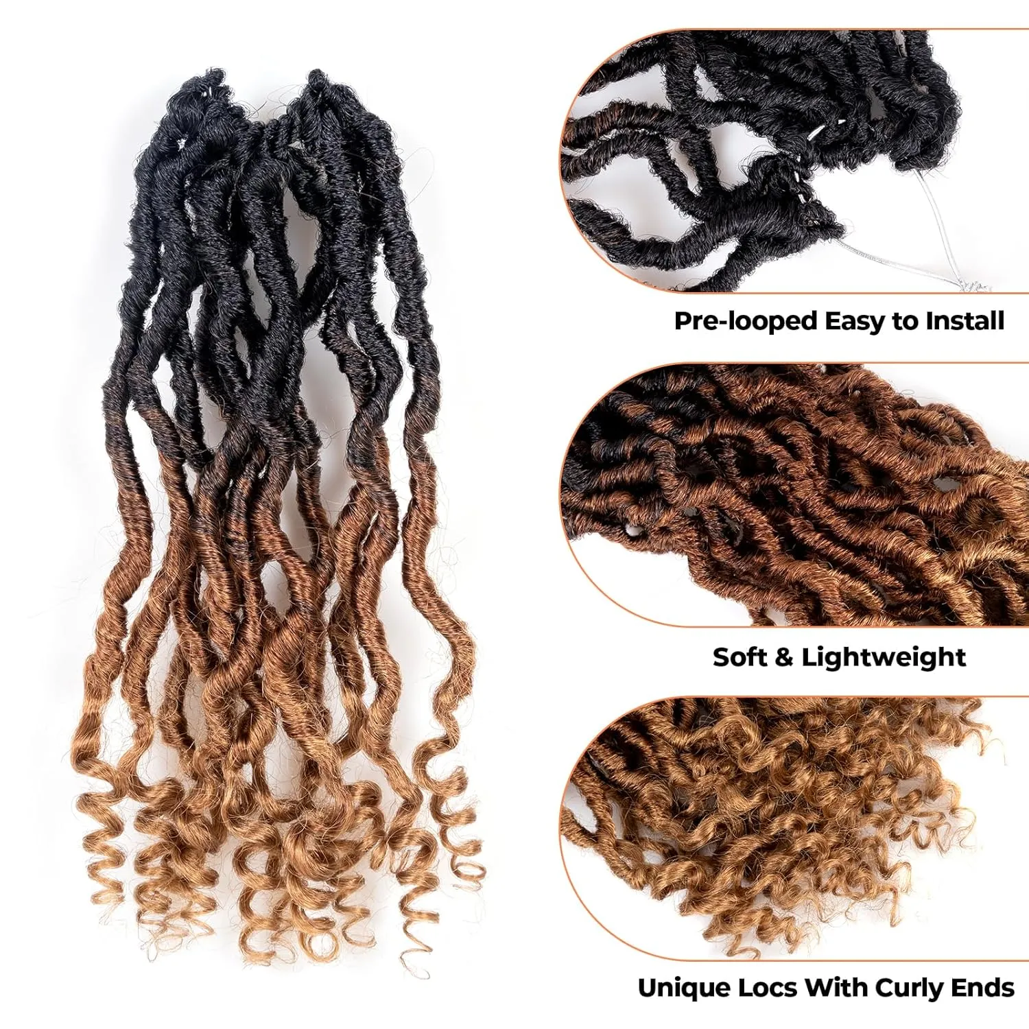 Toyotress Passion Locs Crochet Hair - 10 Inch 8 Packs Ombre Brown Blonde Faux Locs Crochet Hair Curly Ends, Short Bob Curly Locs Pre-Looped Synthetic Braiding Hair Extensions (10 Inch, OT30/27)