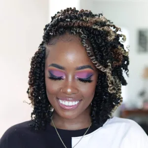 TOYOTRESS Tiana Passion Twist Hair - 8 inch 8 Pcs Pre-twisted Crochet Braids Natural Black, Synthetic Braiding Hair Extensions (8 Inch, 1B)