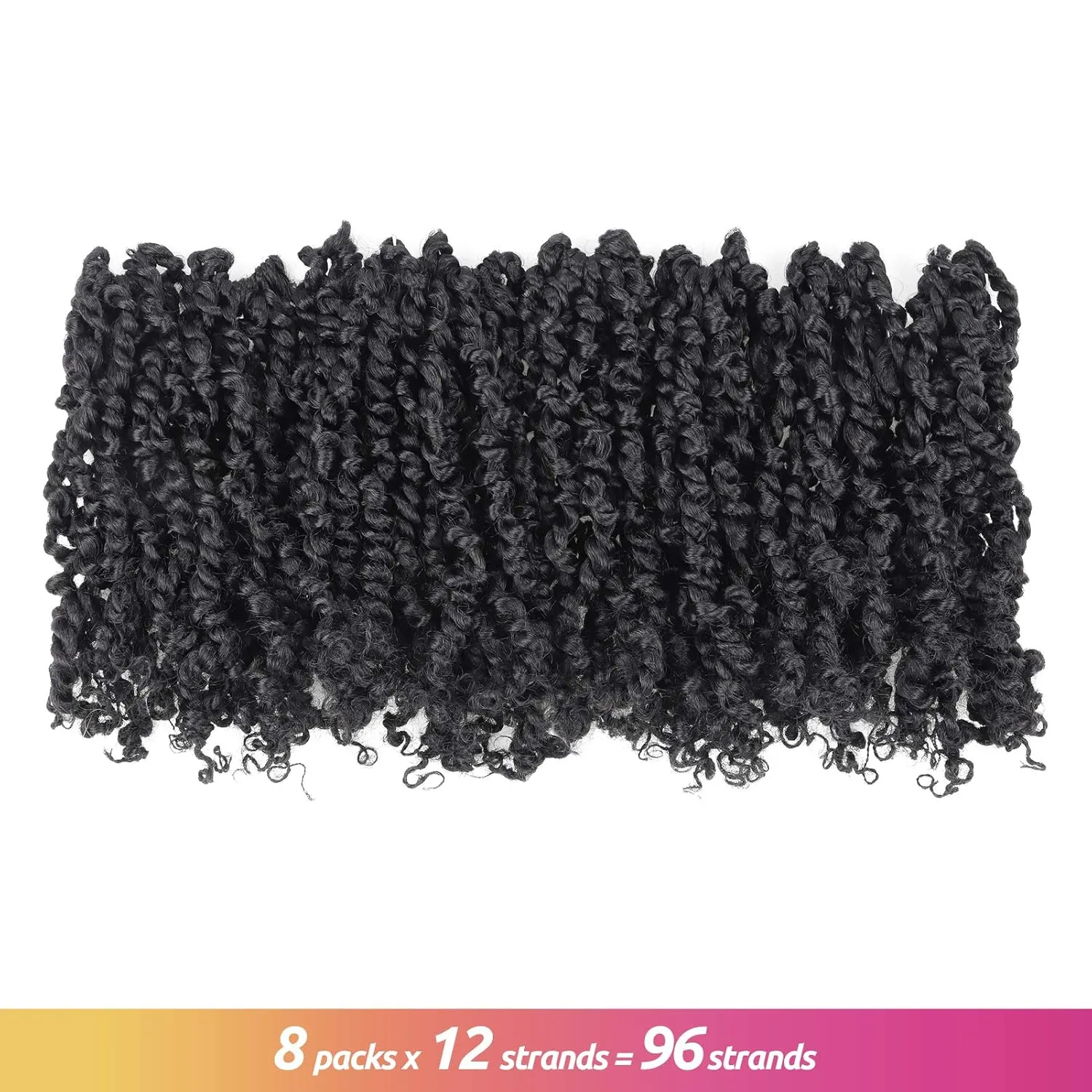 TOYOTRESS Tiana Passion Twist Hair - 8 inch 8 Pcs Pre-twisted Crochet Braids Natural Black, Synthetic Braiding Hair Extensions (8 Inch, 1B)