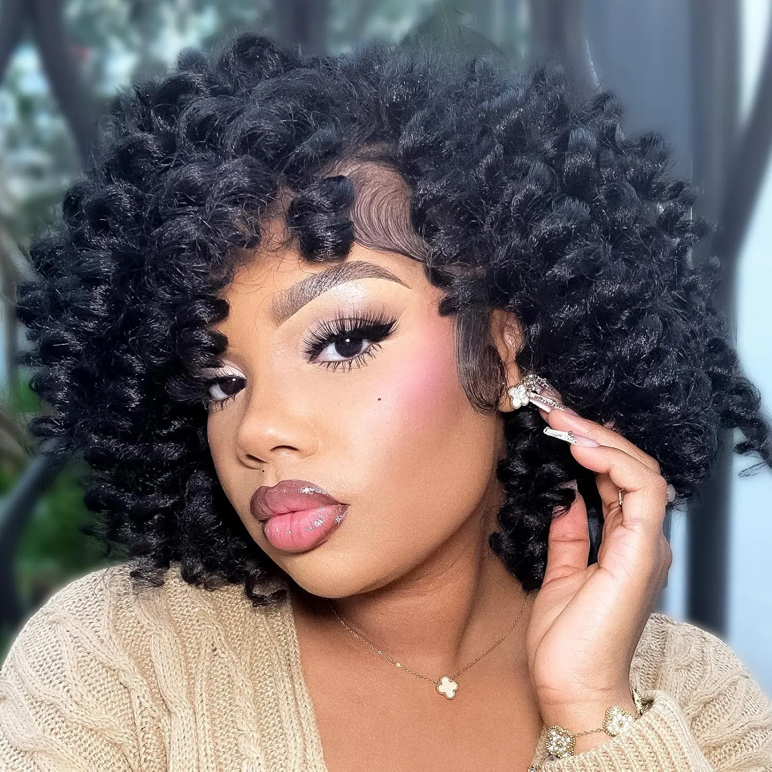 Toyotress Wand Curl Crochet Hair - 6 Inch 6 Packs Light Brown Jamaican Bounce Crochet Hair, Short Bob Curly Crochet Braids Bouncy Curls Synthetic Braiding Hair Extensions (6 Inch, #4-6P)