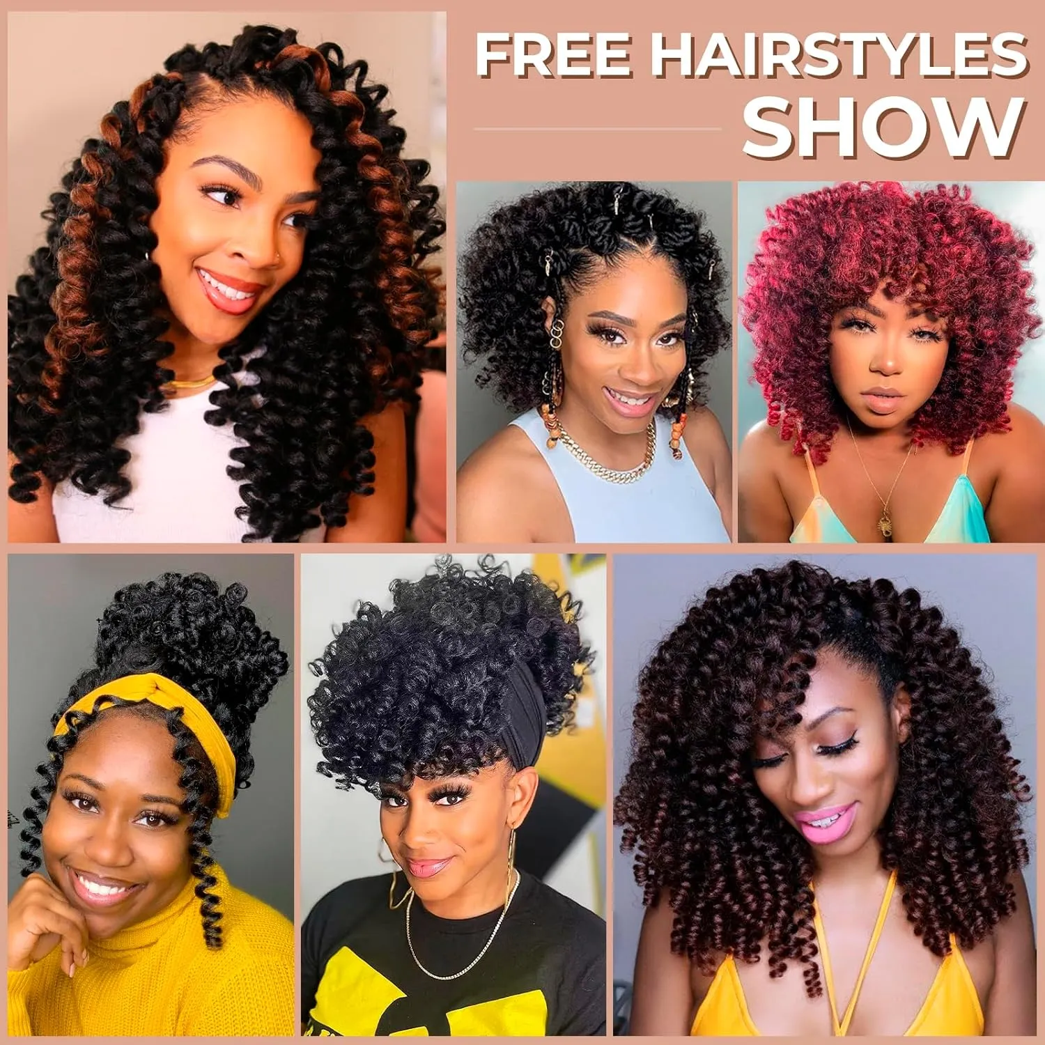Toyotress Wand Curl Crochet Hair - 6 Inch 6 Packs Ombre Burgundy Red Jamaican Bounce, Short Bob Curly Braids, Bouncy Curls Synthetic Braiding Hair Extensions (T-Bug-6P)