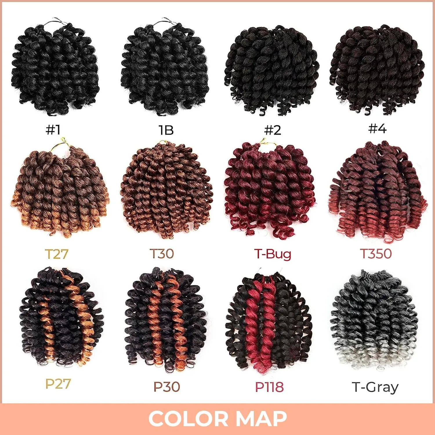 Toyotress Wand Curl Crochet Hair - 6 Inch 6 Packs Ombre Burgundy Red Jamaican Bounce, Short Bob Curly Braids, Bouncy Curls Synthetic Braiding Hair Extensions (T-Bug-6P)