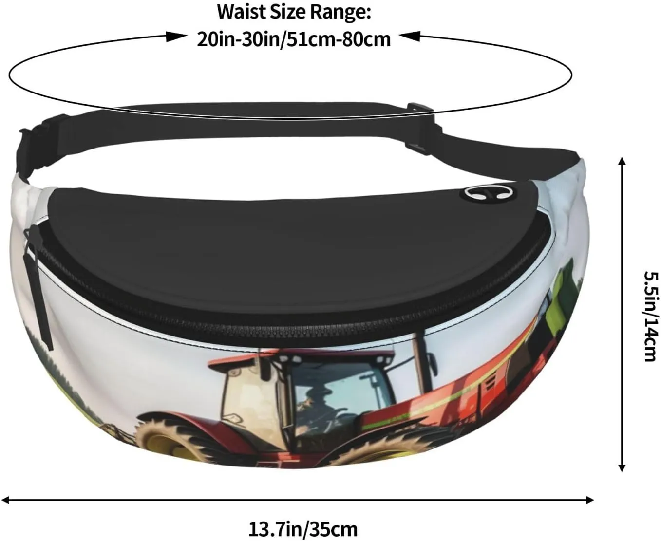 Tractor farm Fanny Pack for Man Women Waist Bag Adjustable Belt Casual Chest Bag Bum Bags for Travel Sports Running Hiking Waist Packs