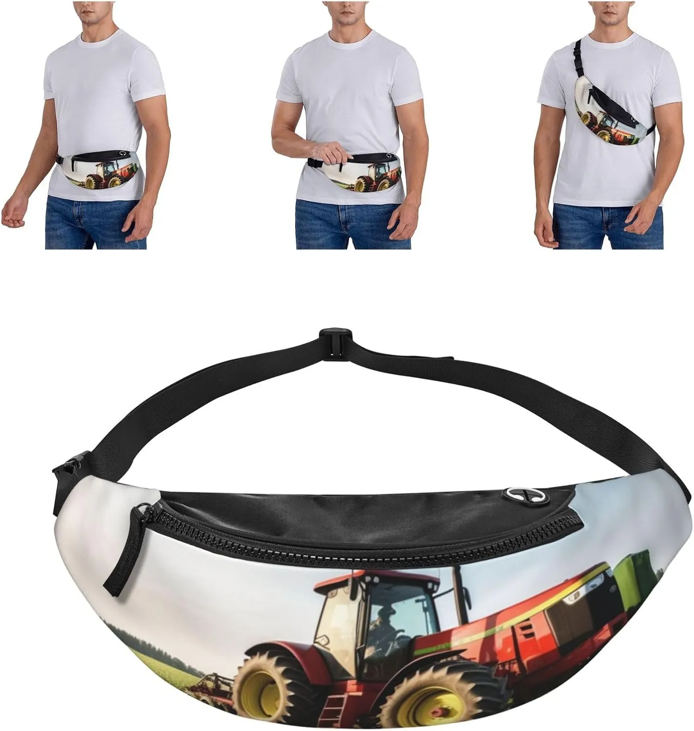 Tractor farm Fanny Pack for Man Women Waist Bag Adjustable Belt Casual Chest Bag Bum Bags for Travel Sports Running Hiking Waist Packs