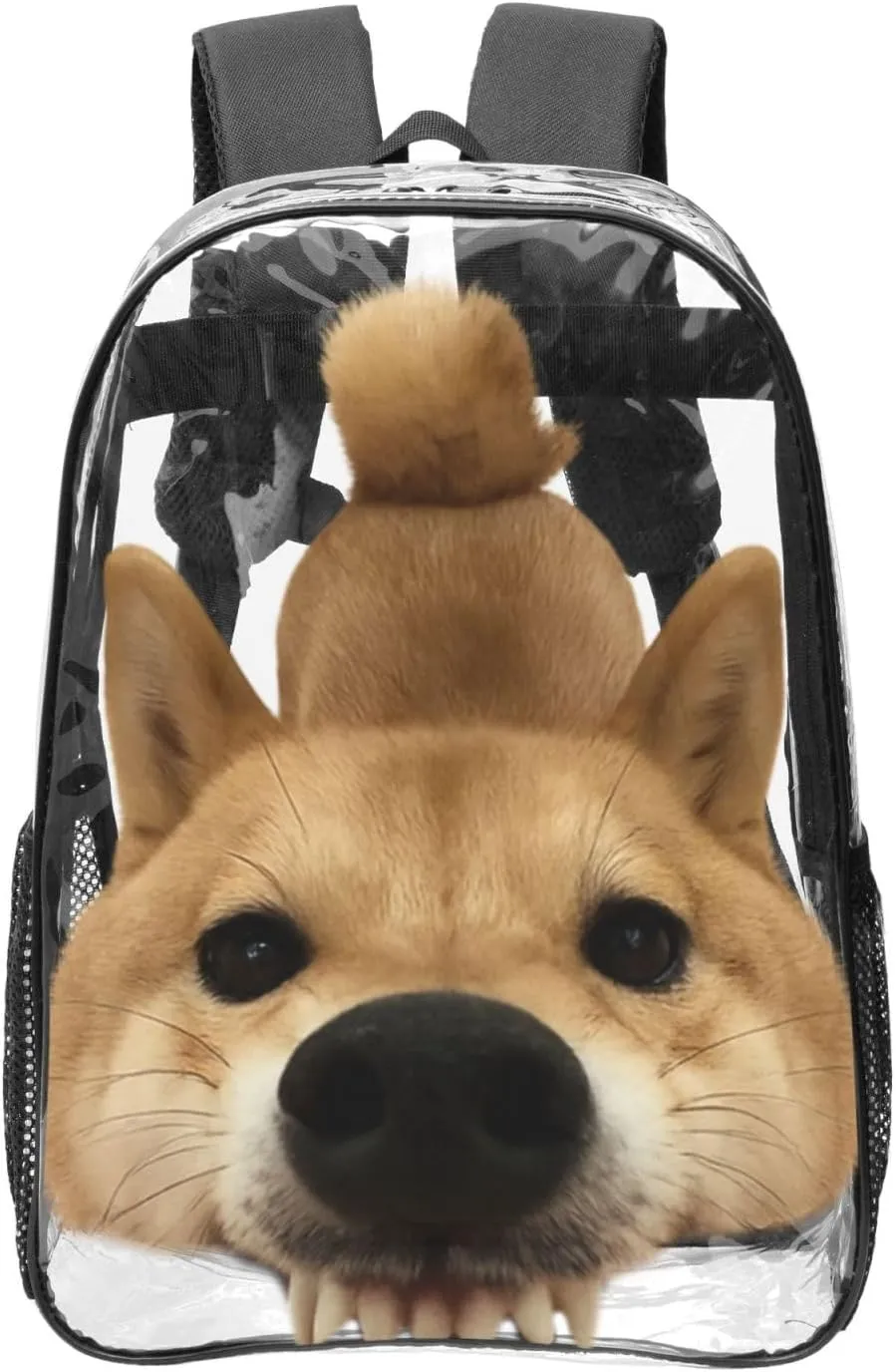 Transparent Backpack Anger Shiba Inu Dog Hiking-Daypacks Large Clear Backpack
