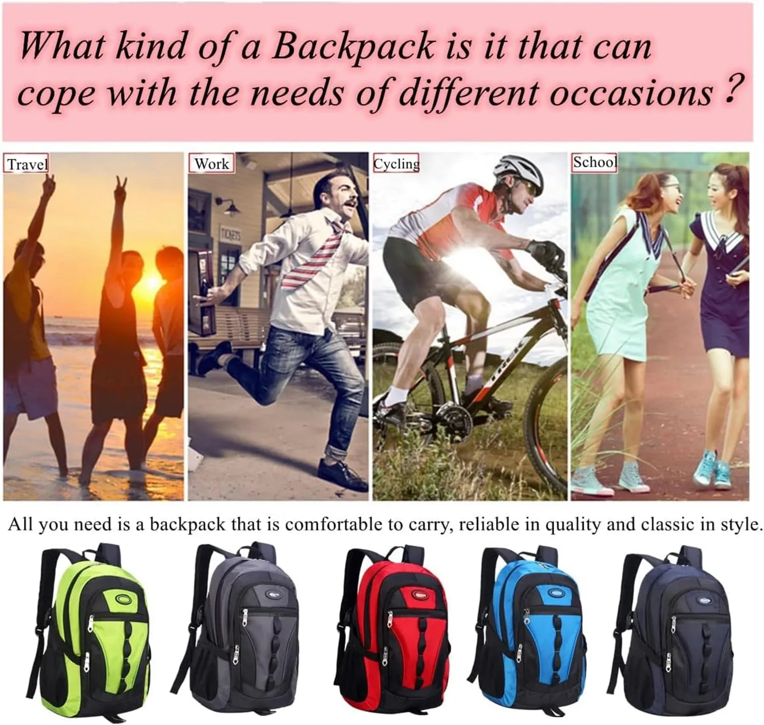 Travel Backpack Anti Theft Rucksack Nylon Waterproof Sports Backpack Mountaineering Backpack Ergonomic Backpack Hiking (Dark Blue,18.×13×8inch)