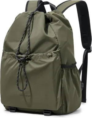 Travel Backpack for Men Women Lightweight Casual Daypacks with 16 Inch Laptop Compartment, Drawstring Hiking Backpack Waterproof (Green)