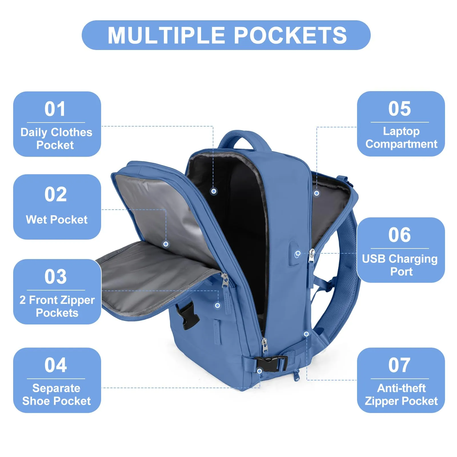 Travel Backpack for Women Airline Approved Carry on Backpack for Airplanes Mochila De Viaje Personal Item Travel Bag Spirit Airlines Personal Item Bag 18x14x8 Backpack for Traveling on Airplane
