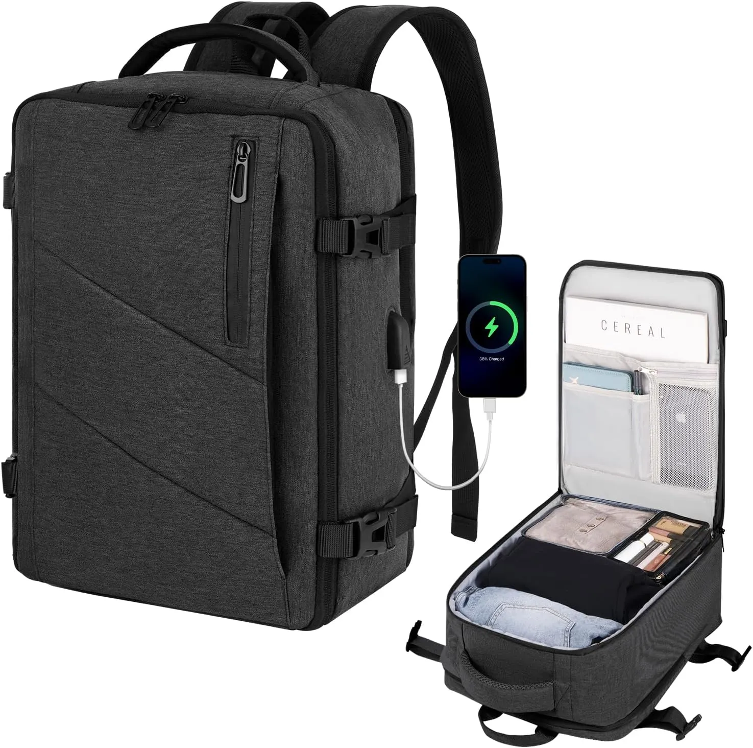 Travel Backpack for Women Men, Carry on Backpack, Airlines Personal Item Casual Daypacks (Dark Gray, Small)
