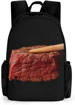 Travel Laptop Backpacks for Men Women,Grab A Piece of Beef Printed Computer Bag Travel Work Rucksack Ergonomic Shoulder Straps