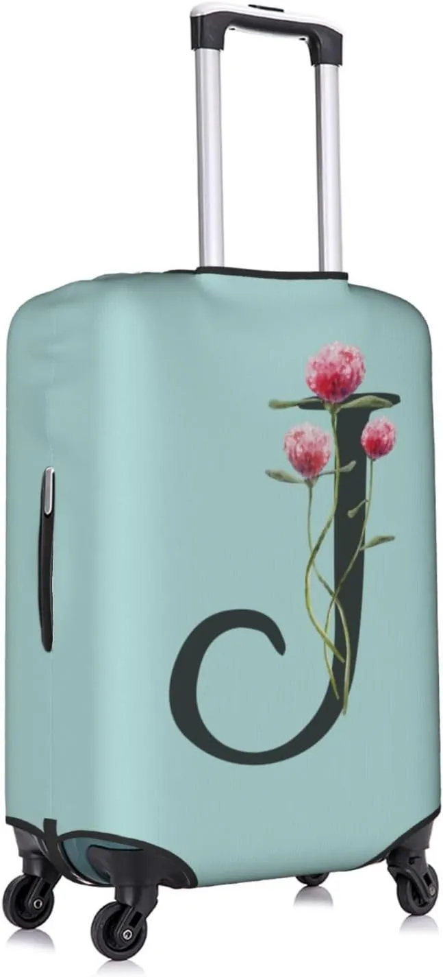 Travel Luggage Cover Elastic Blue Suitcase Protector Bag,Black Letter J Boho Floral Flowers Leaves Dust-Proof Washable Baggage Covers For Wheeled Suitcase Kid Adult,Xl (For 29-32 Inch Luggage)