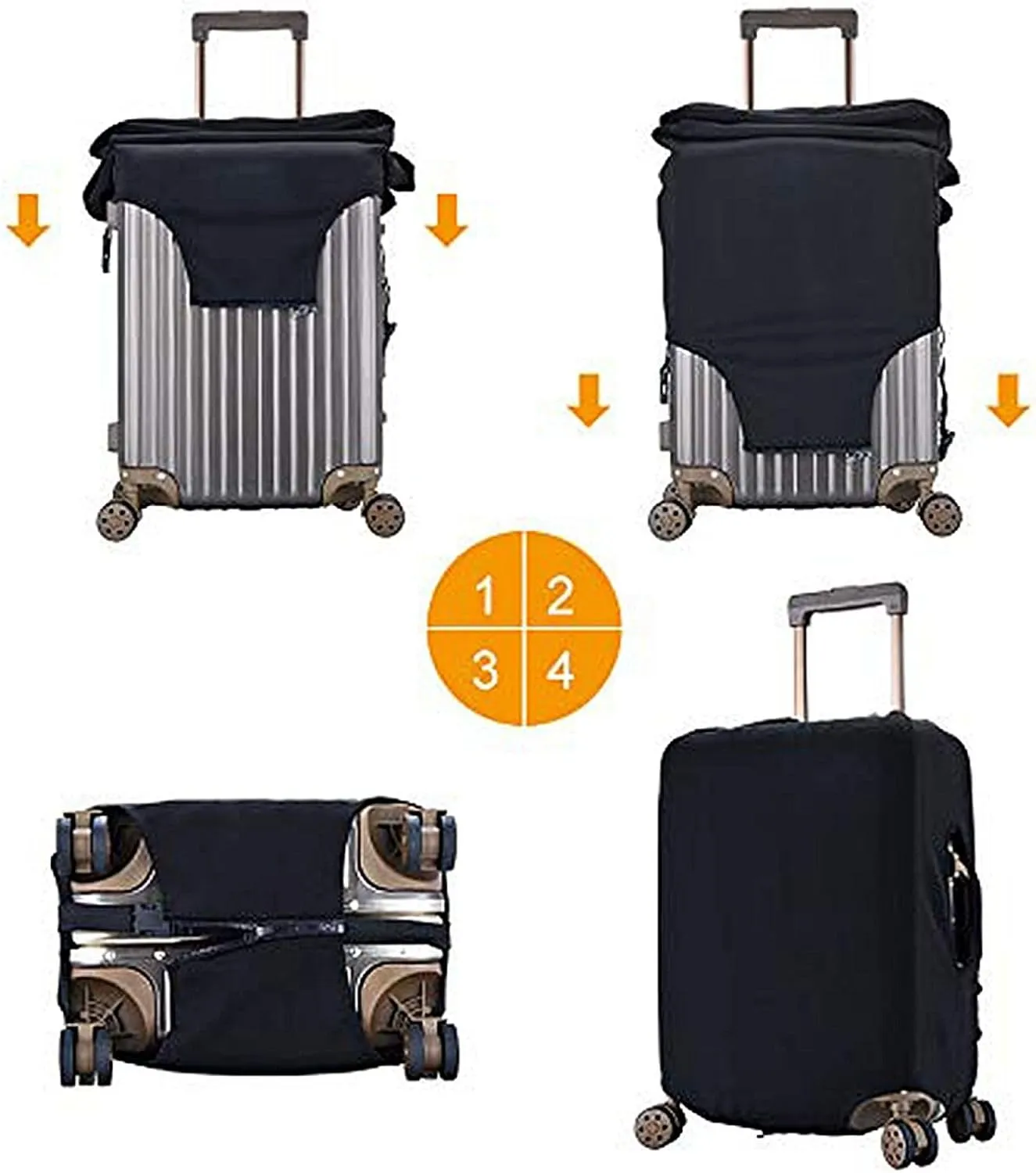 Travel Luggage Cover Spandex Blue Suitcase Protector Bag,Black Letter S Boho Floral Flowers Leaves Anti-Scratch Washable Baggage Covers For Wheeled Suitcase Kid Adult,L (For 25-28 Inch Luggage)