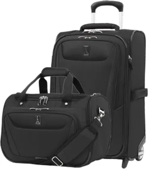 Travelpro Maxlite 5 Softside 2pc Set Expandable Carry On Upright 2 Wheel Luggage/Soft Underseat Tote, Lightweight Suitcase, Men and Women, Black