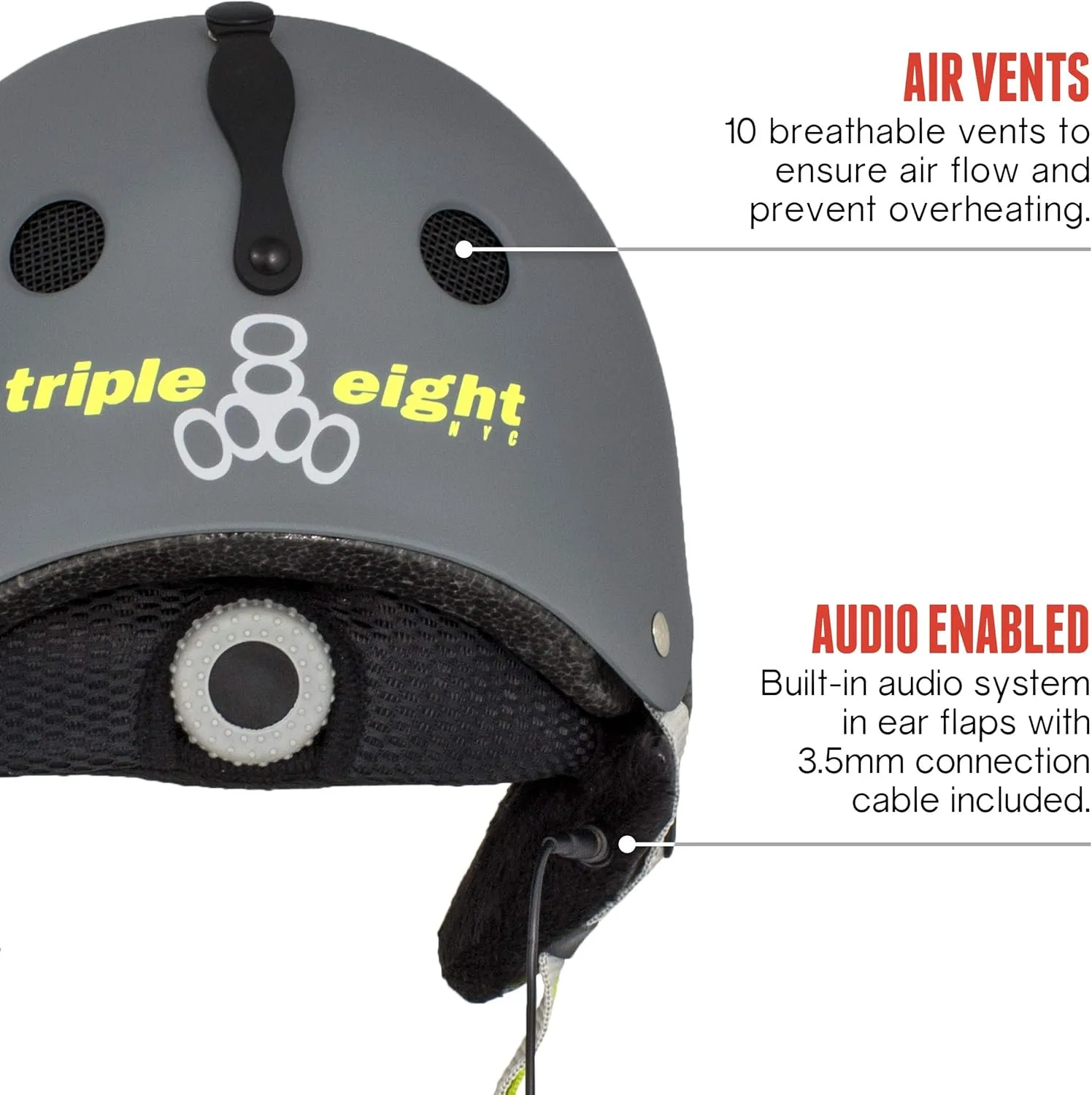 Triple Eight Snow Audio Ski and Snowboard Helmet with Built-in Speakers