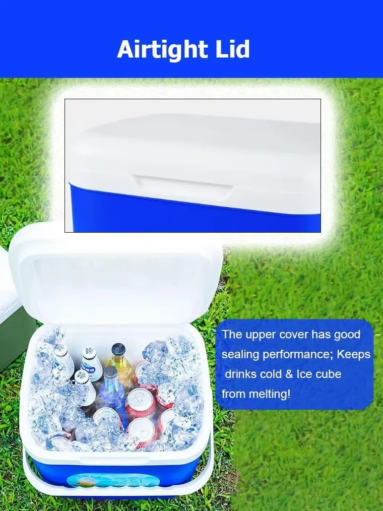 Triple-Layered Insulated Drybox Cooler and Small Hard Shell Lunchbox with Airtight Lid for Home Camping Travel Finshing Beach