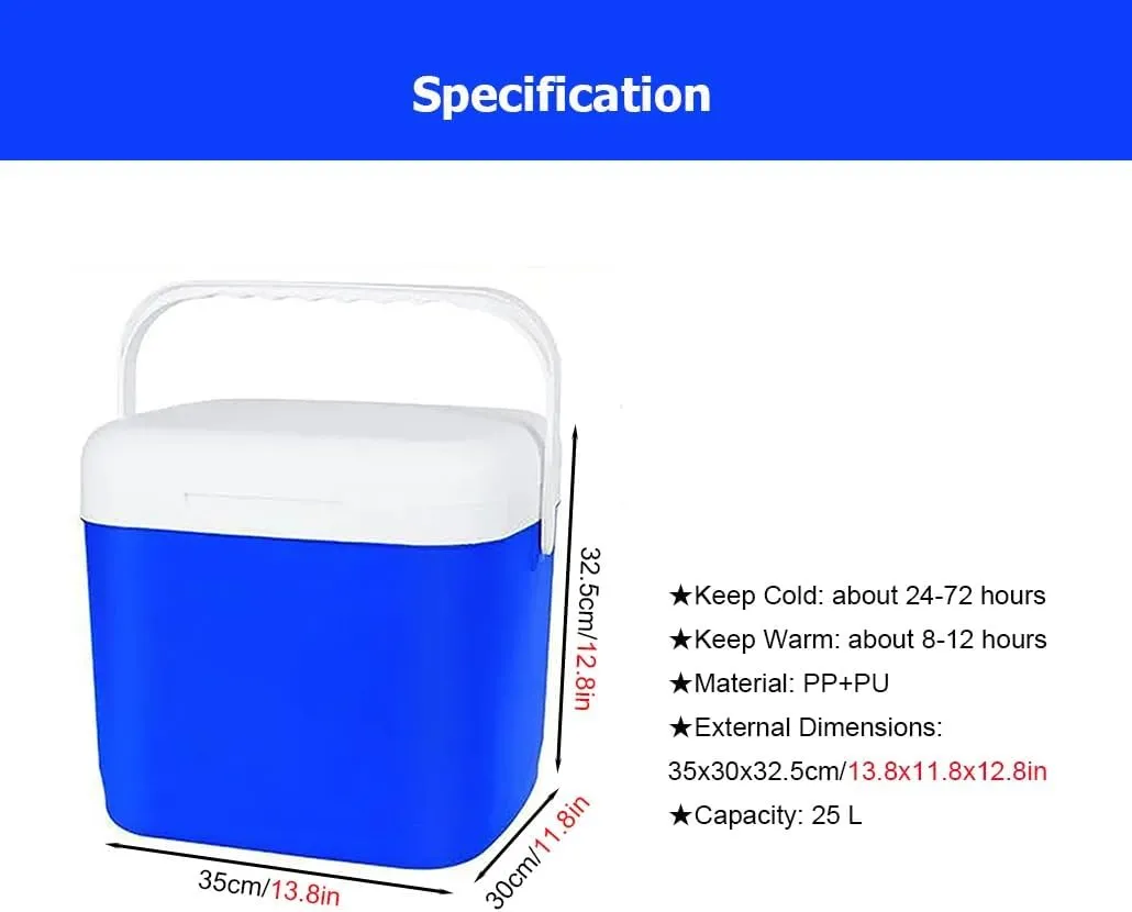Triple-Layered Insulated Drybox Cooler and Small Hard Shell Lunchbox with Airtight Lid for Home Camping Travel Finshing Beach