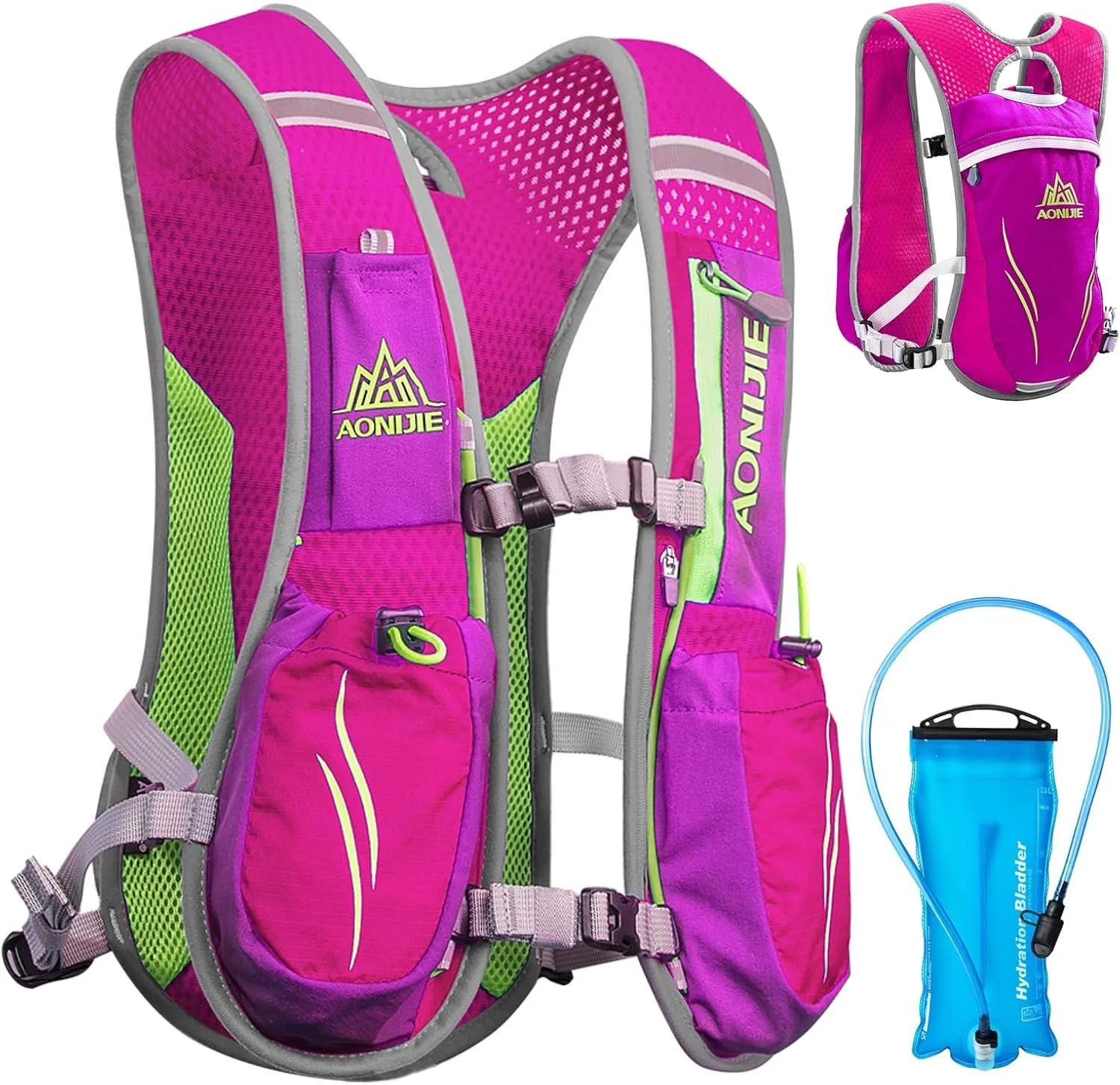 TRIWONDER Running Vest for Women Pink Hydration Backpack Water Pack 5.5L Lightweight Runner Marathon Trail Hiking Cycling (Rose Red - with 2L TPU Water Bladder)