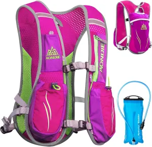 TRIWONDER Running Vest for Women Pink Hydration Backpack Water Pack 5.5L Lightweight Runner Marathon Trail Hiking Cycling (Rose Red - with 2L TPU Water Bladder)
