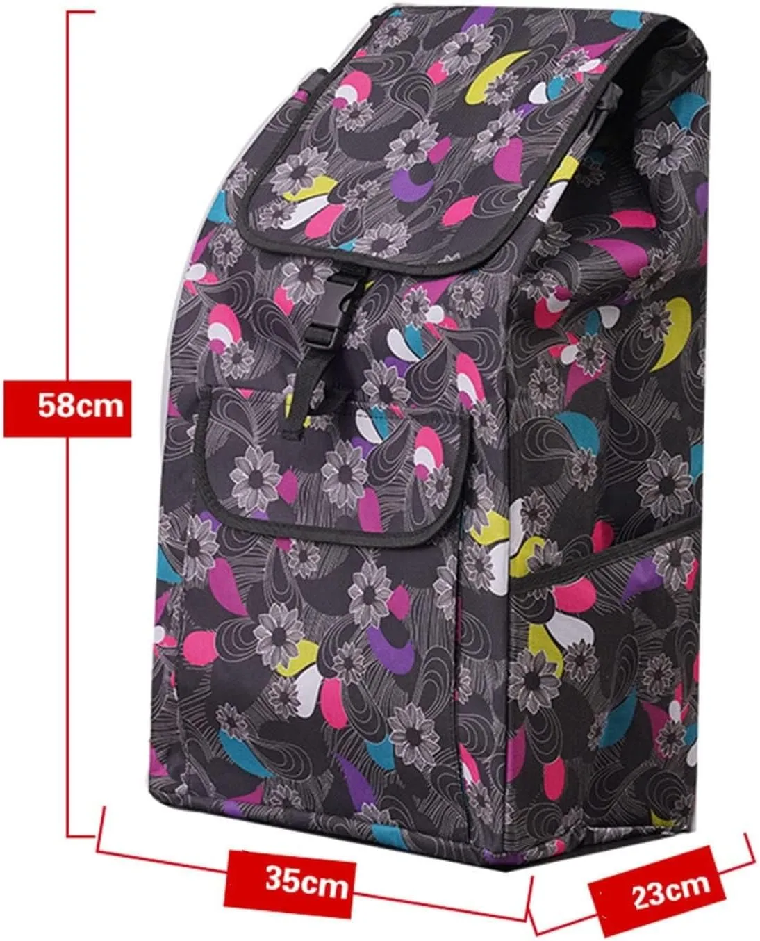 Trolley Replacement Bag 46L with Side Pockets Shopping Cart Replacement Wheeled Bag Large Capacity Storage Bag 35X23X58CM (D)