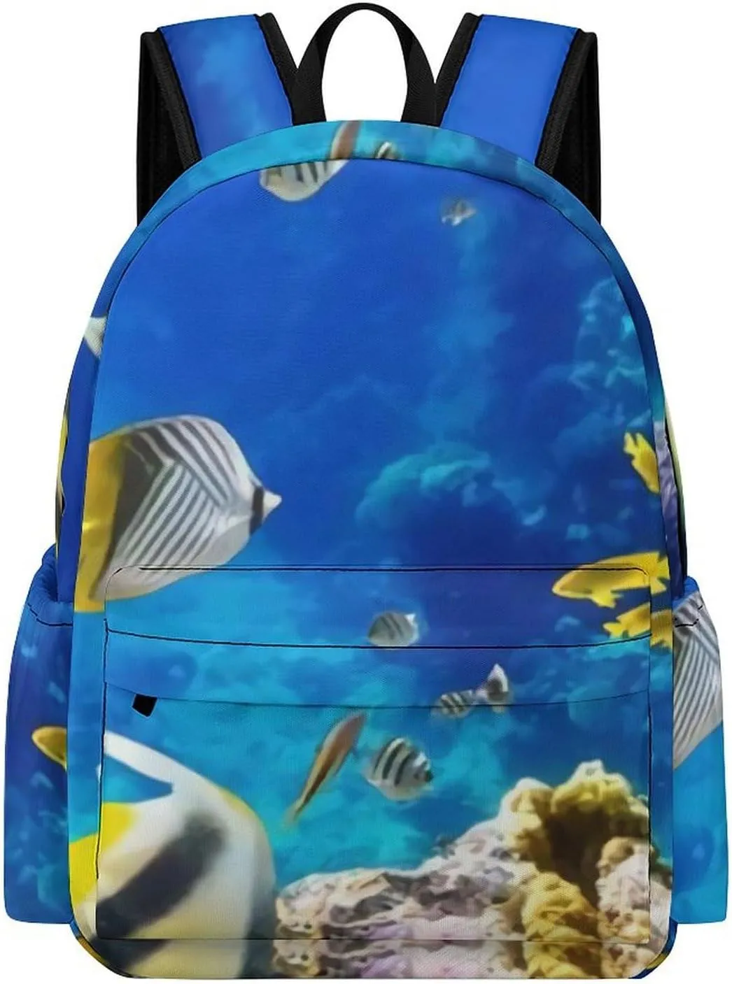 Tropical Fish with Coral Reef Travel Backpack 16 in Laptop Bag Half Print Rucksack Business Daypack for Work Office