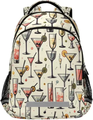 Tropical Juicy Cocktails Student Backpack 12.9 Inch Laptop Backpack, School Shoulder Bag for Boys & Girls