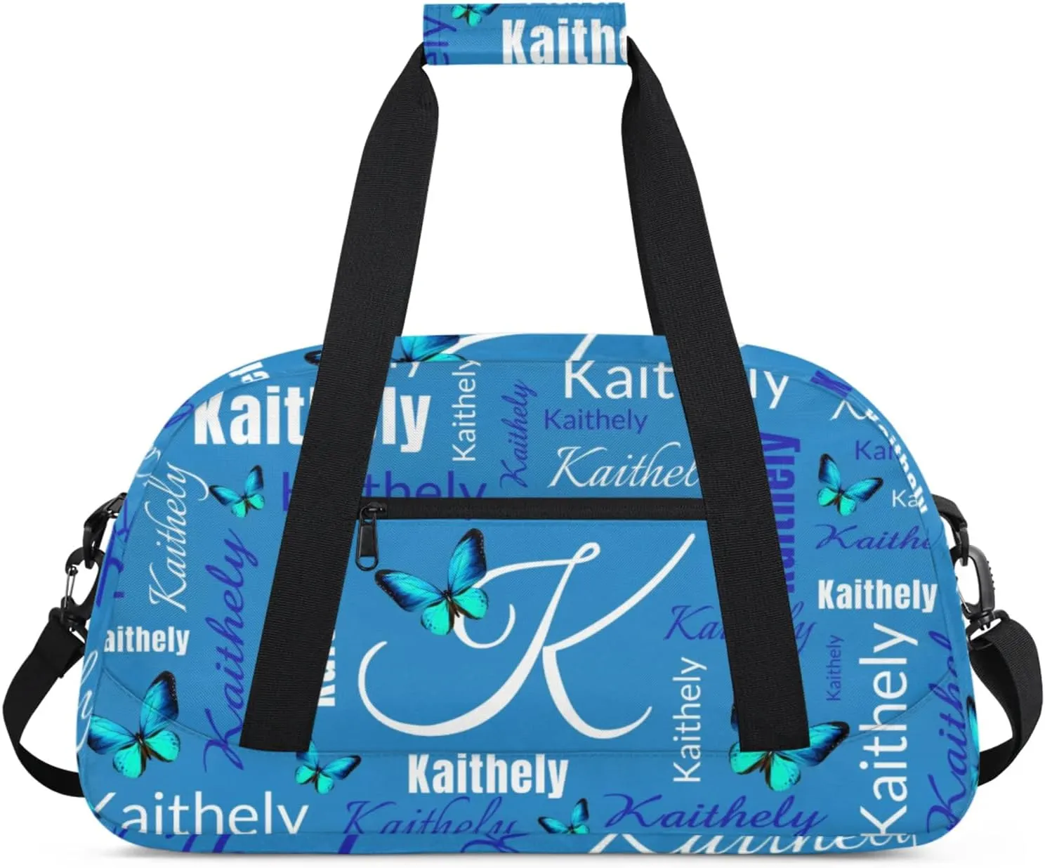 TropicalLife Personalized Dance Bag for Sport Duffel Bag Custom Butterfly Duffle Gym Bag with Name Customized Sports Tote Bags Blue