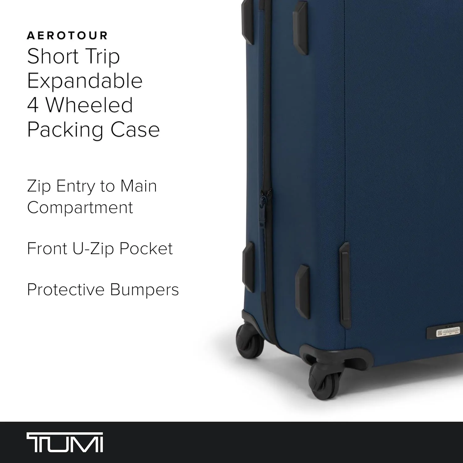TUMI - Aerotour 4 Wheel Expandable Luggage - Men's and Women's Business and Leisure Travel Suitcase - 26" Short Trip Expandable Packing Case, Navy