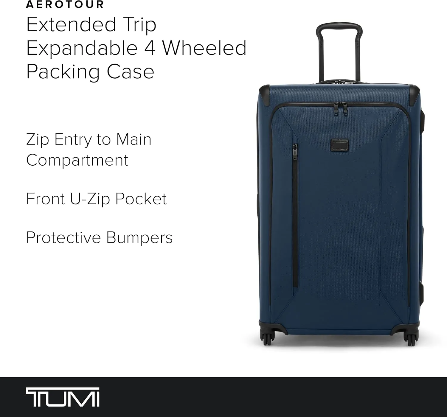 TUMI - Aerotour 4 Wheel Expandable Luggage - Men's and Women's Business and Leisure Travel Suitcase - 31" Extended Trip Expandable Packing Case, Navy