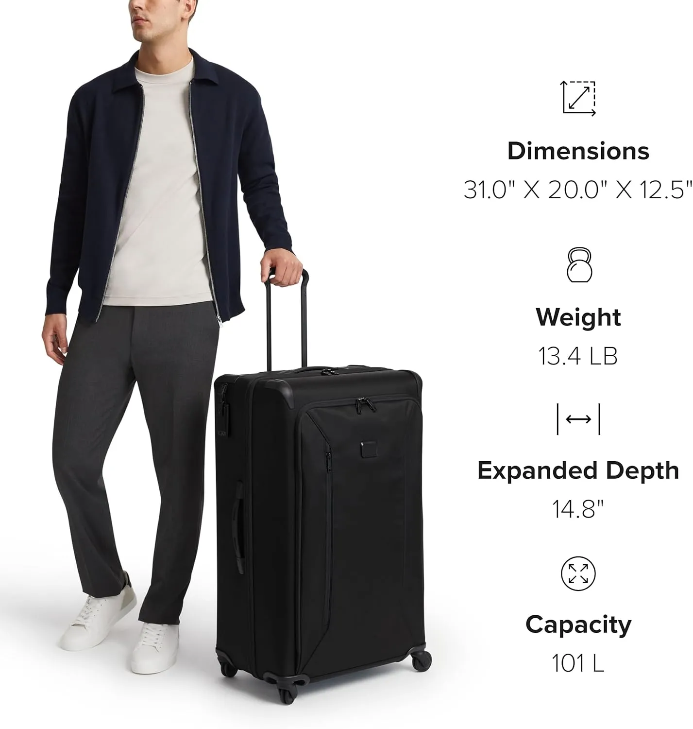 TUMI - Aerotour 4 Wheel Expandable Luggage - Men's and Women's Business and Leisure Travel Suitcase - 31" Extended Trip Expandable Packing Case, Navy