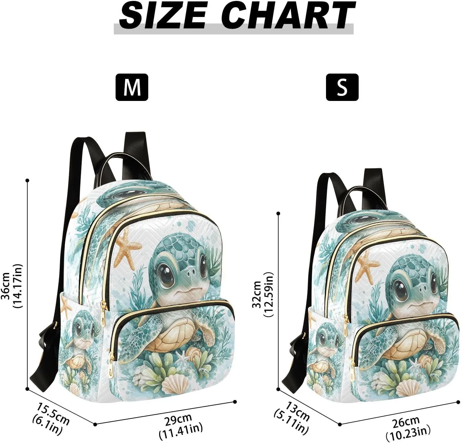 Turtle Seaweeds Starfish Teal Backpack Purse for Women Backpack Purse with Anti-theft Back for Trips M
