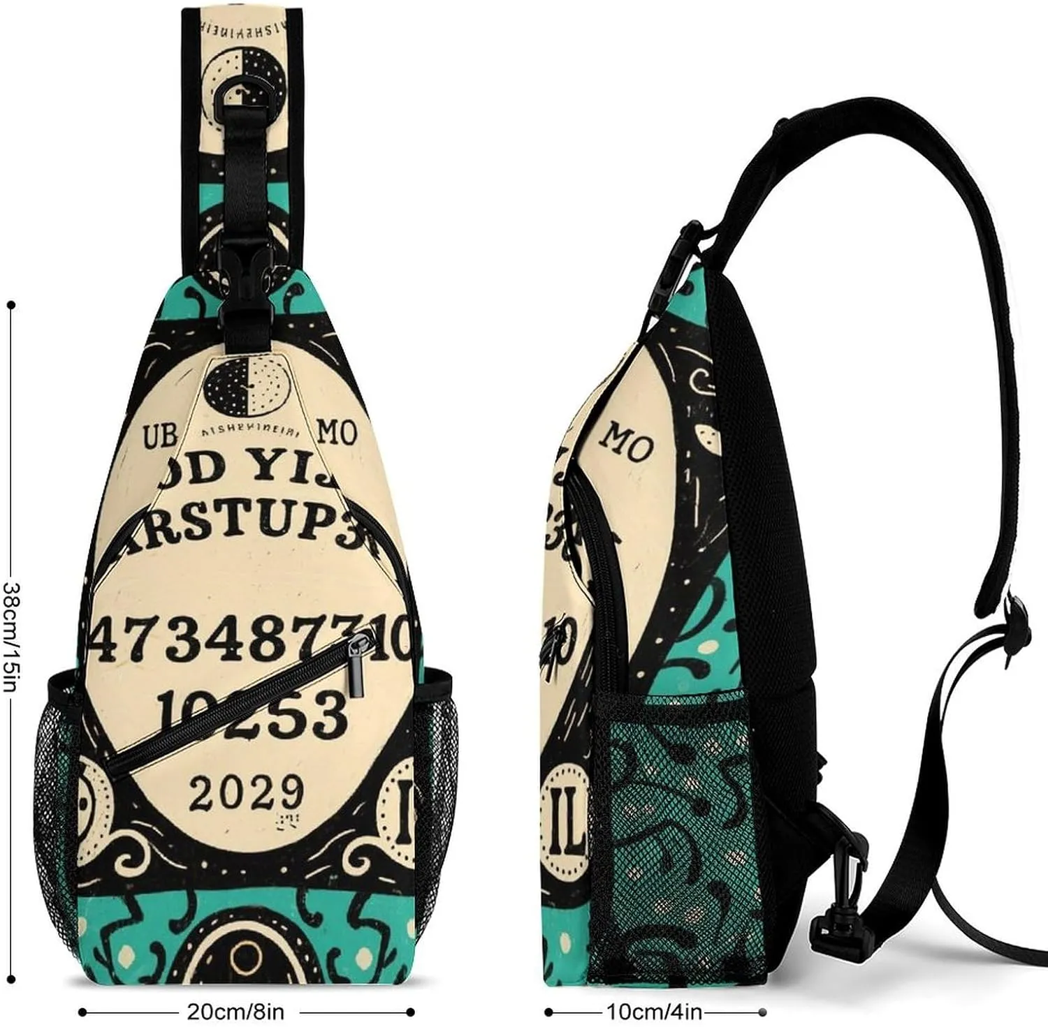 Ultra Lightweight Sling Backpack Crossbody Chest Rucksack Anti-Theft Multipurpose Bag for Hiking Cycling Walking Dog Bicycle Travel, Magic Spirit Board Witch Art