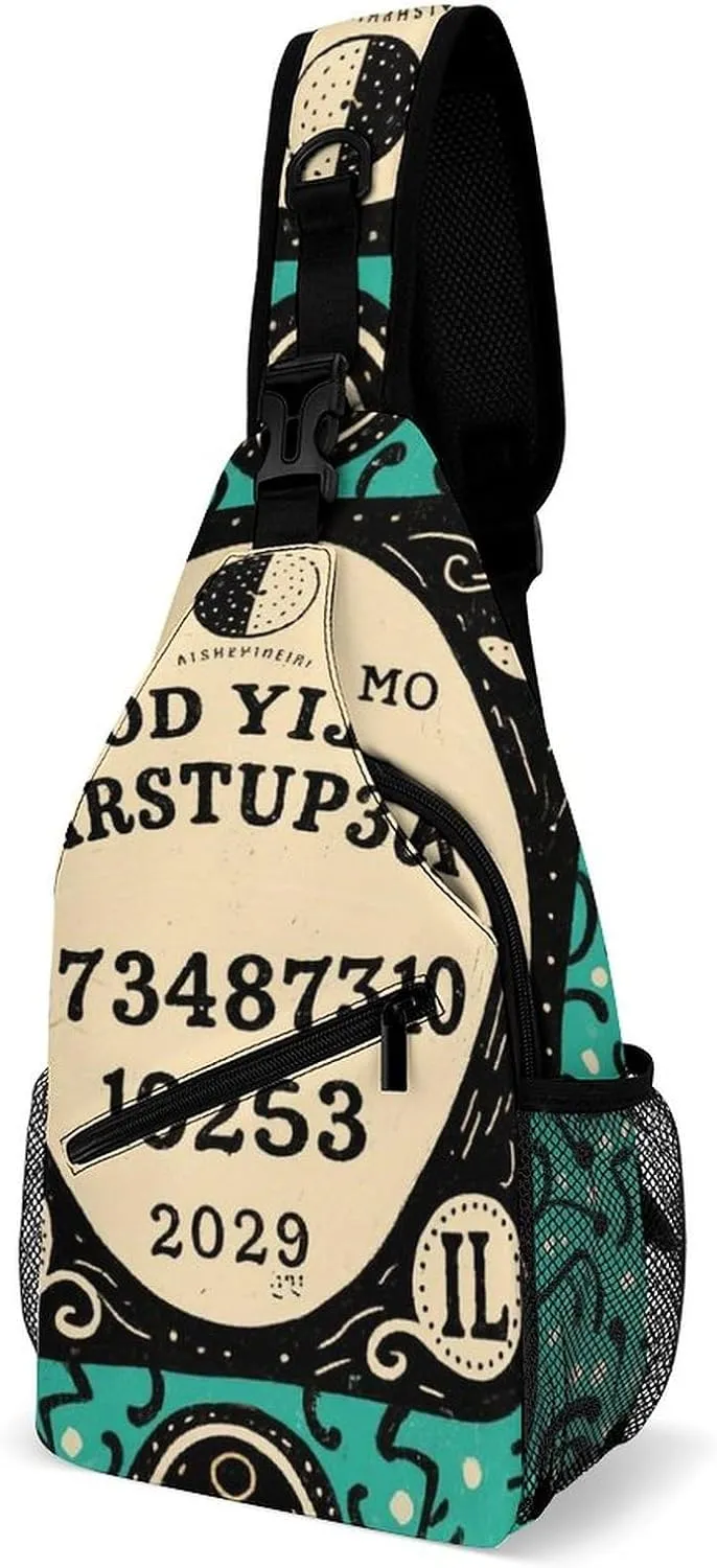 Ultra Lightweight Sling Backpack Crossbody Chest Rucksack Anti-Theft Multipurpose Bag for Hiking Cycling Walking Dog Bicycle Travel, Magic Spirit Board Witch Art