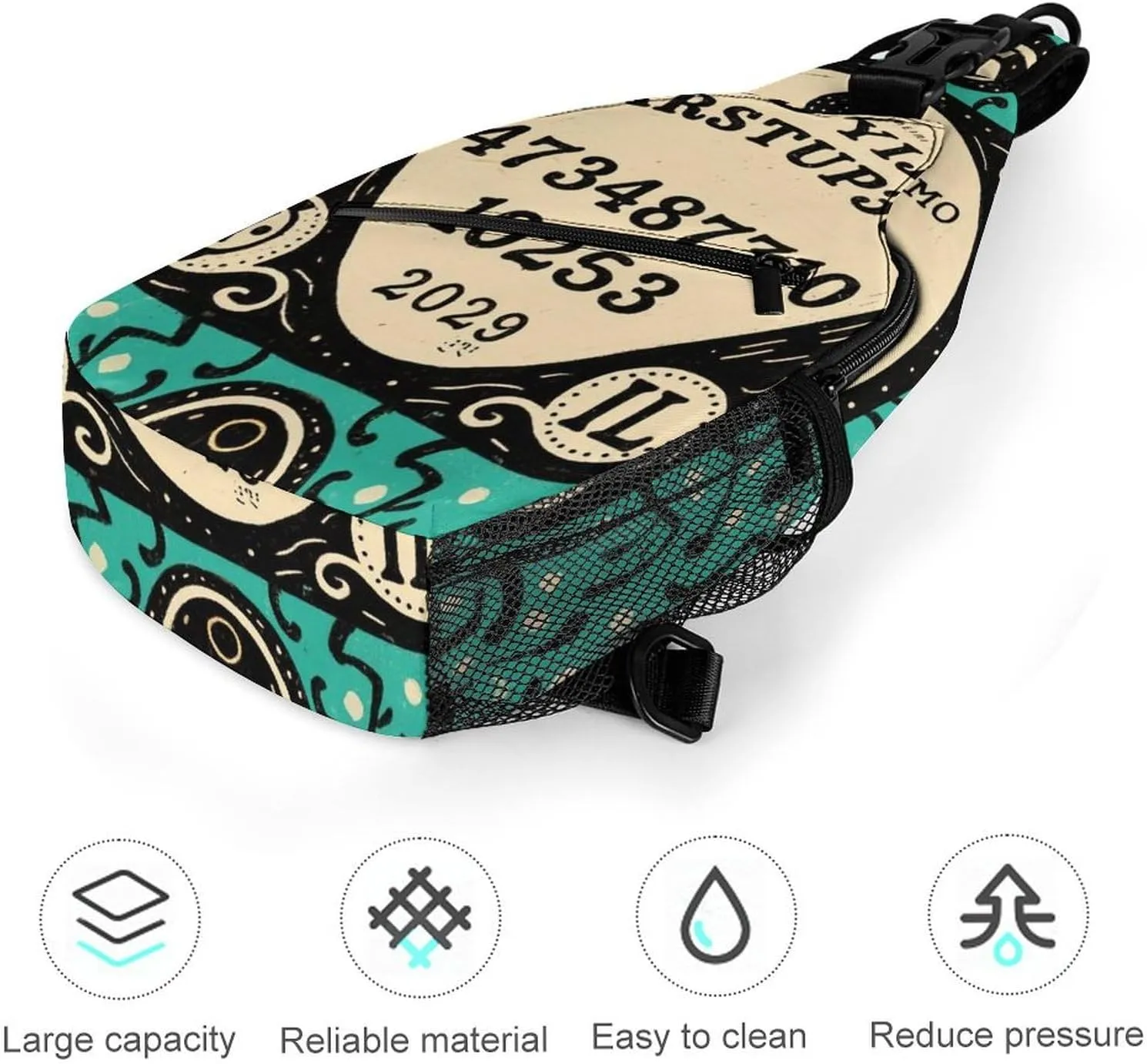 Ultra Lightweight Sling Backpack Crossbody Chest Rucksack Anti-Theft Multipurpose Bag for Hiking Cycling Walking Dog Bicycle Travel, Magic Spirit Board Witch Art