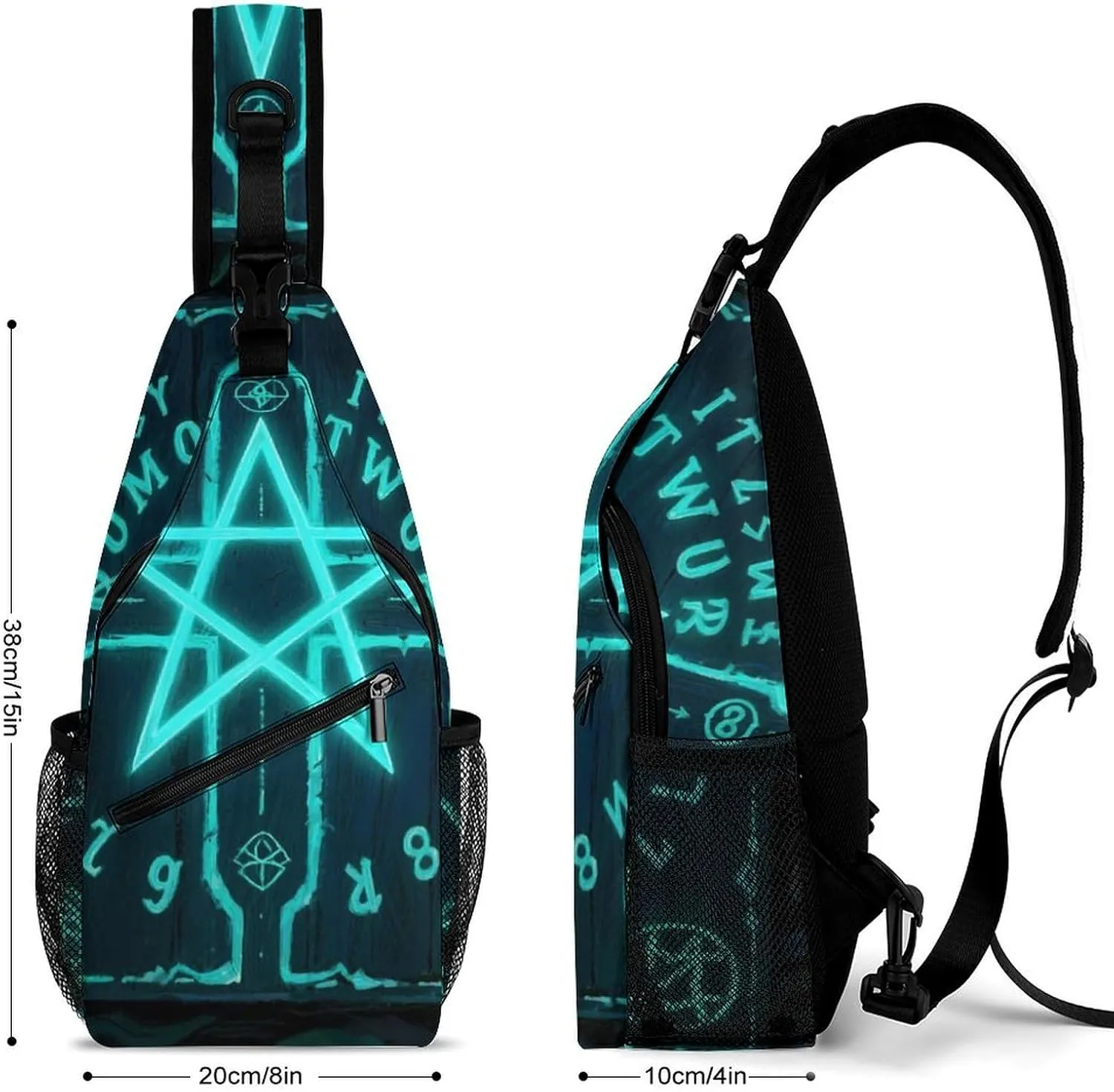 Ultra Lightweight Sling Bag Backpack Crossbody Chest Rucksack Anti-Theft Multipurpose Bag for Bicycle Sport Hiking Travel Camping, Magic Spirit Board Witch Art