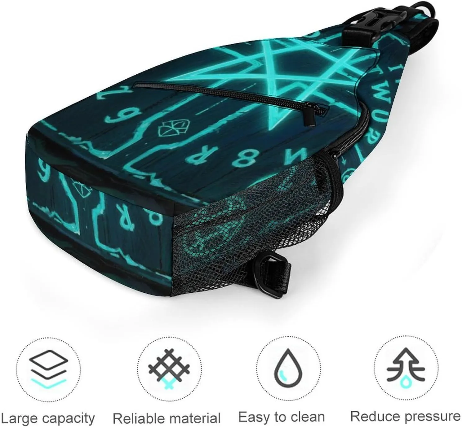 Ultra Lightweight Sling Bag Backpack Crossbody Chest Rucksack Anti-Theft Multipurpose Bag for Bicycle Sport Hiking Travel Camping, Magic Spirit Board Witch Art