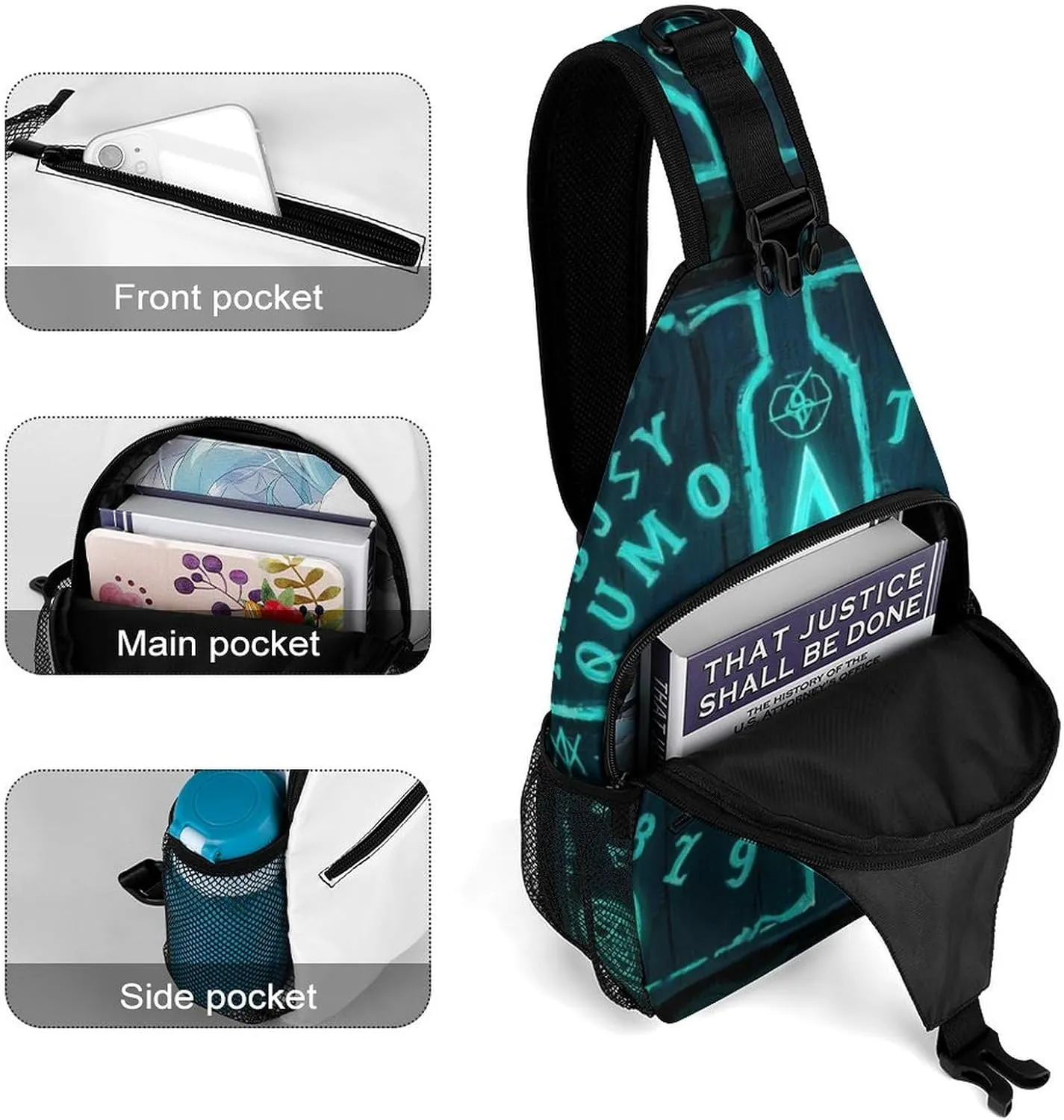 Ultra Lightweight Sling Bag Backpack Crossbody Chest Rucksack Anti-Theft Multipurpose Bag for Bicycle Sport Hiking Travel Camping, Magic Spirit Board Witch Art