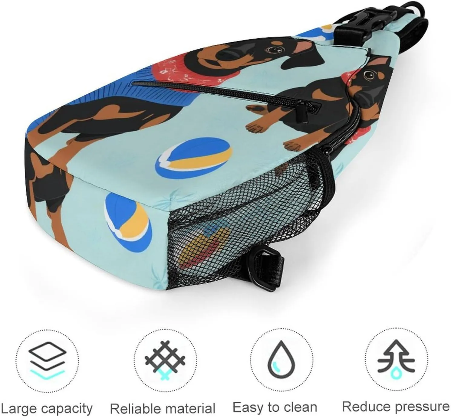 Ultra Lightweight Sling Shoulder Backpack Crossbody Daypacks Chest Shoulder Packs Multipurpose Anti-Theft Bag for Hiking Cycling Walking Dog, Miniature Pinscher Pool