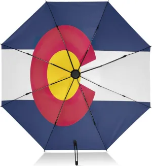 Umbrellas for Rain, Collapsible Umbrellas for Rain Windproof, Ideal for Car, Purse, Men and Women, Colorado State Flag
