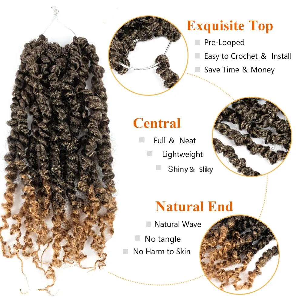 Umylar Passion Twist Crochet Hair 10 Inch 8 Packs Pre-twisted Passion Twist Crochet Hair For Women Pre-looped Short Passion Twist Bohemian Braids Synthetic Crochet Hair Extension (10 Inch, 1B/27#)